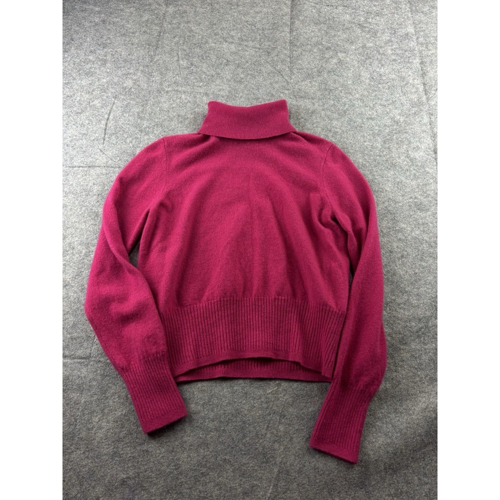 J. Crew 100% Cashmere Turtleneck Sweater Cropped Boxy Hot Pink Preppy‎ Women's S